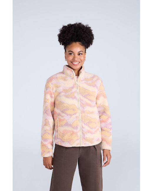 Mountain Warehouse Pink 'Hennie' Printed Borg Jacket With Pockets Warm Everyday Coat