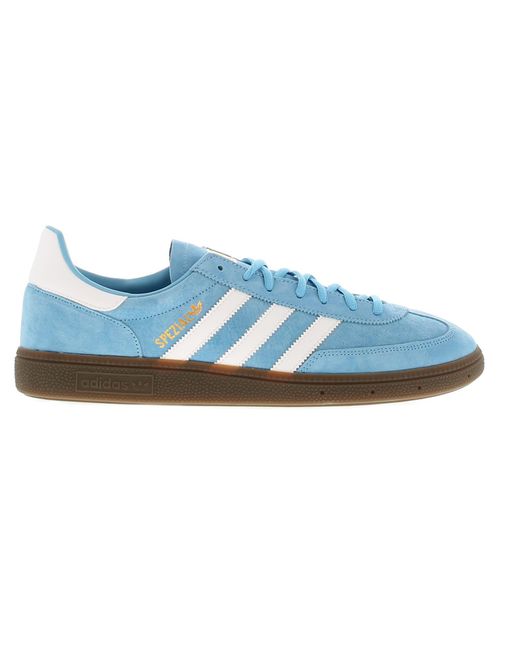 Adidas Originals Blue Handball Spezial Leather Upper Trainers Seven Eyelet Lace Fastening Classic 3 Stripe De for men