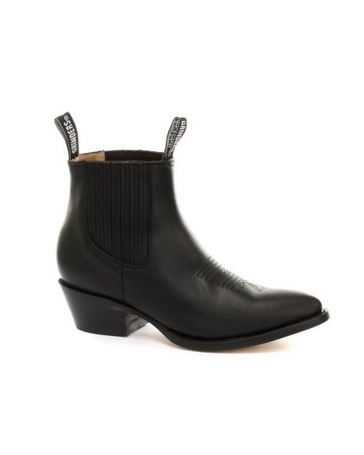 Grinders Black Western Ankle Boots- Maverick