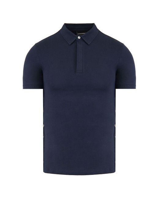 Emporio Armani Blue Polo Shirt Cotton for men