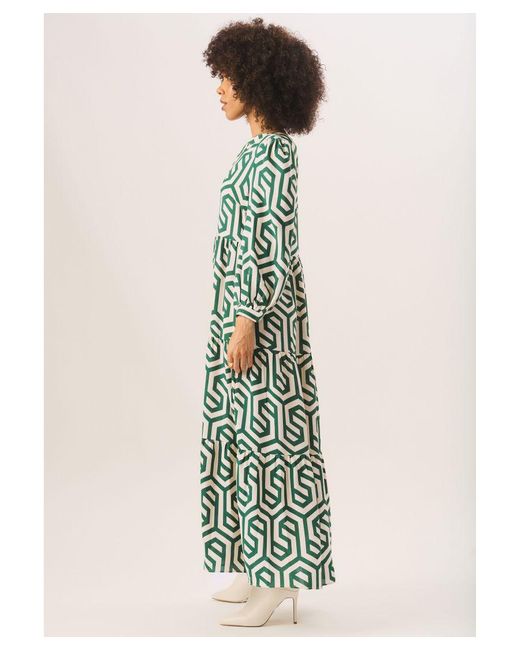 Gini London Maxi-jurk Met Lange Mouwen in het Green