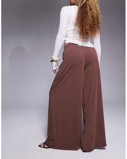 ASOS Purple Super Wide Leg Modal Trouser With Pleat Detail