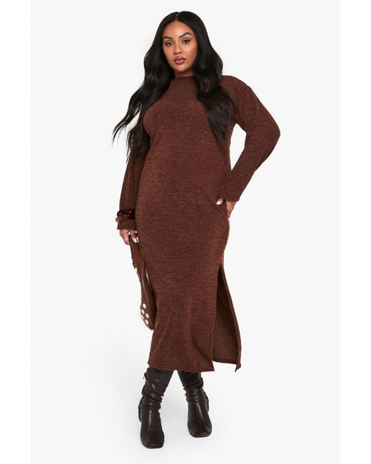 Boohoo Red Plus Split Column Midaxi Dress