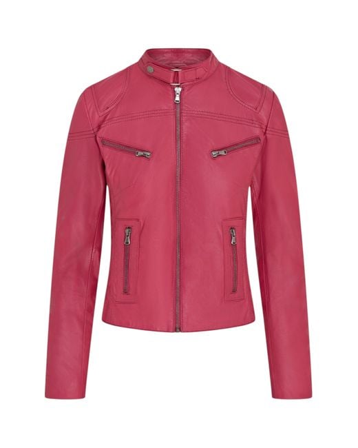Infinity Leather Red Slim-Fit Biker Jacket-Maldon Lamb Leather