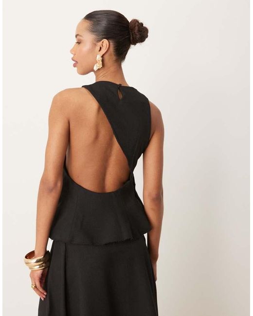ASOS Black Open Back Maxi Peplum Dress
