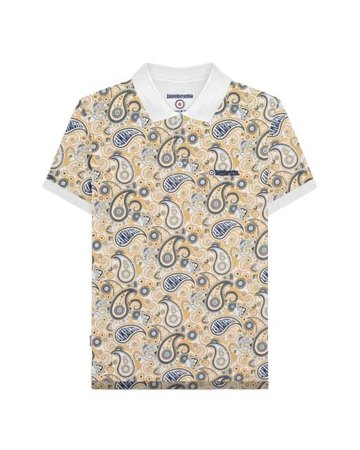 Lambretta Natural Ss25 Paisley Branded Big & Tall Polo Shirt Cotton for men