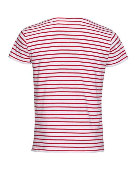 Sol's Pink Miles Striped Short Sleeve T-Shirt Cotton for men