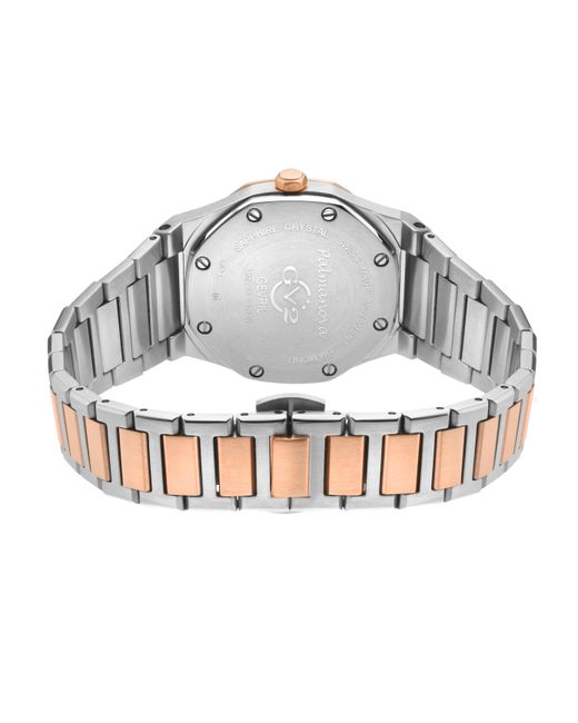 Gv2 Gray Palmanova Dial Swiss Quartz Diamonds Two Tone Rose Watch