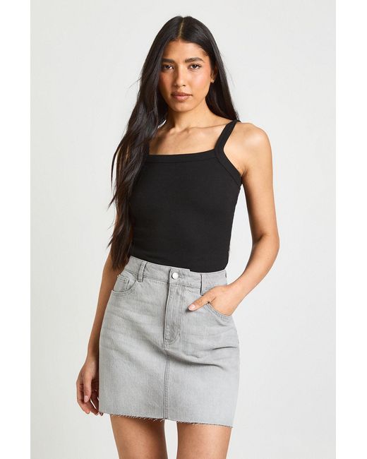Boohoo Gray Tall Denim Mini Skirt