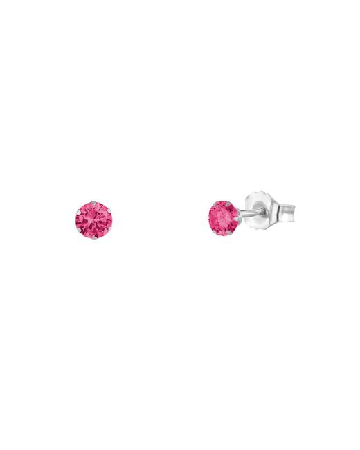 The Jewellery Stockroom Pink Sterling 3Mm Cz Crystal Stud Earrings