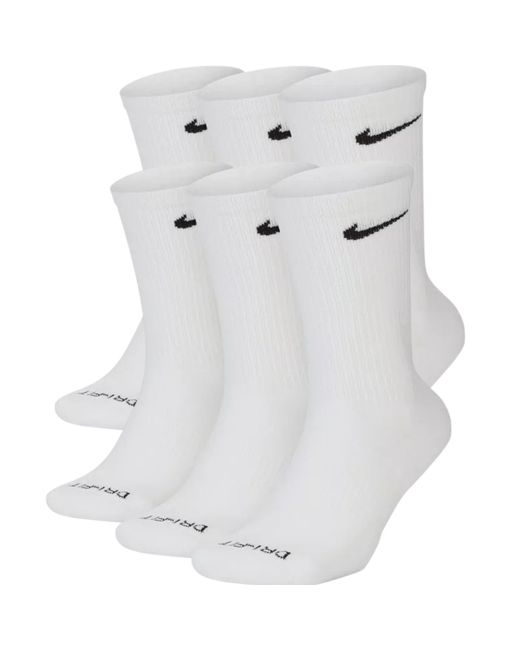 Nike White Everyday Plus Cushioned Training Crew Socks (6 Pairs) Cotton