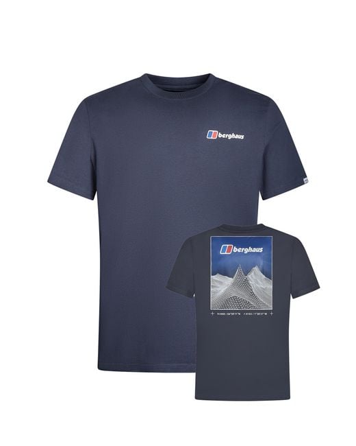 Berghaus Blue Short Sleeve Pinnacle Tee Cotton for men