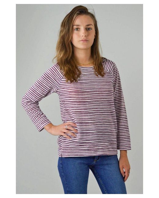 Marks & Spencer Red Wavy Striped Boat Neck Top