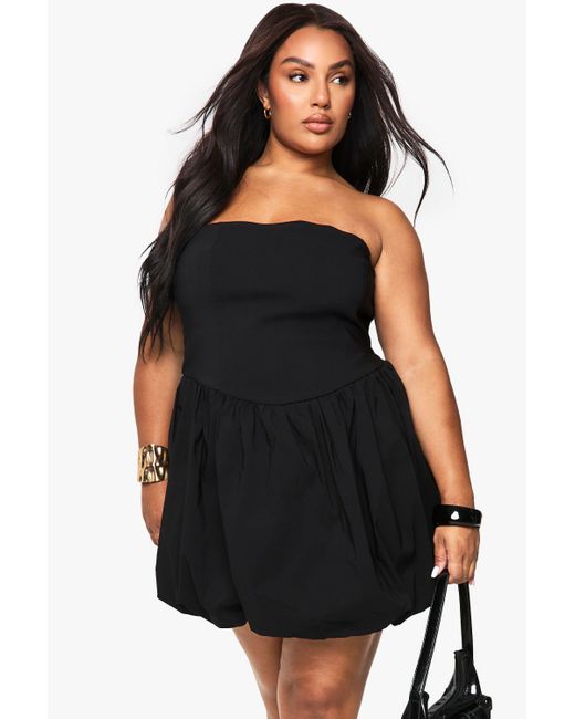 Boohoo Black Plus Bandeau Puffball Mini Dress