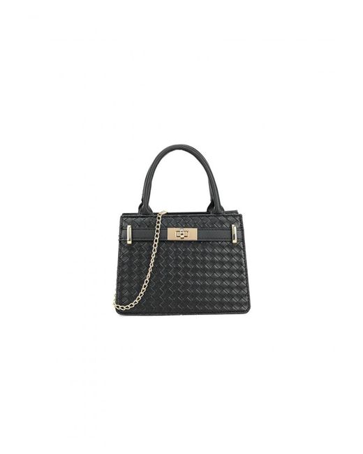Where's That From Black 'Classic' Small Bag With Twist Lock And Croc-Effect