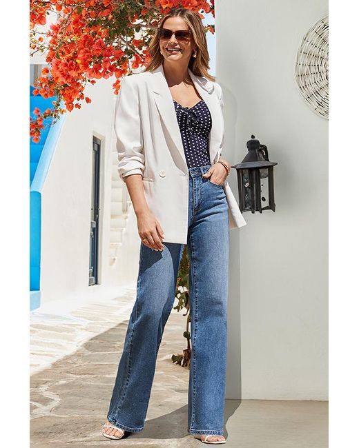 Sosandar Blue Double Breasted Blazer