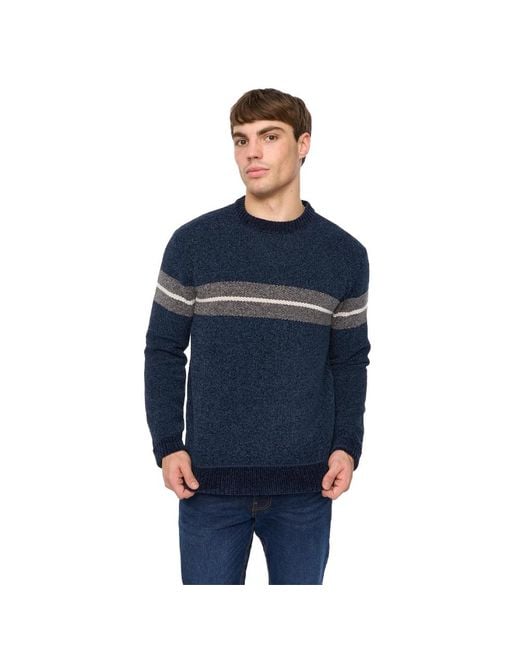 Crosshatch Blue Roundall Chenille Knitted Jumper for men