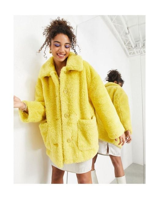 ASOS Yellow Oversized Teddy Jacket