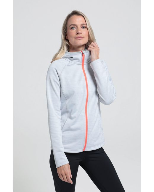 Mountain Warehouse White 'Isocool Dynamic Chakra' Hoodie With Chin Guard Cosy Jacket