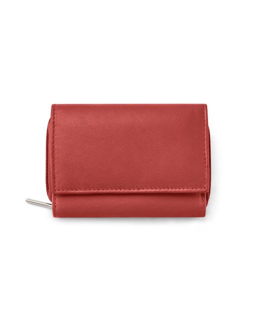 Woodland Leathers Red Genuine Leather Rfid Wallet With Card & Coin Pocket