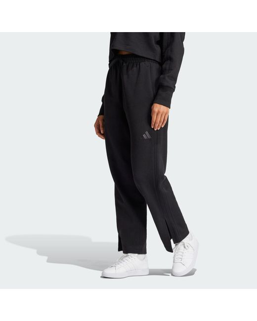 Adidas Black All Szn French Terry 3-Stripes Straight Leg Pants