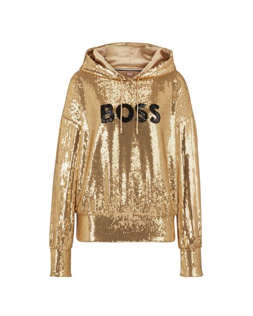 Boss Esoca Sequin Hoodie (goud) in het Natural