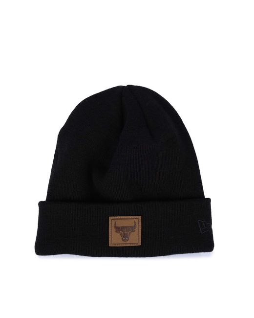 KTZ Black Accessories Chicago Bulls Team Patch Cuff Beanie for men