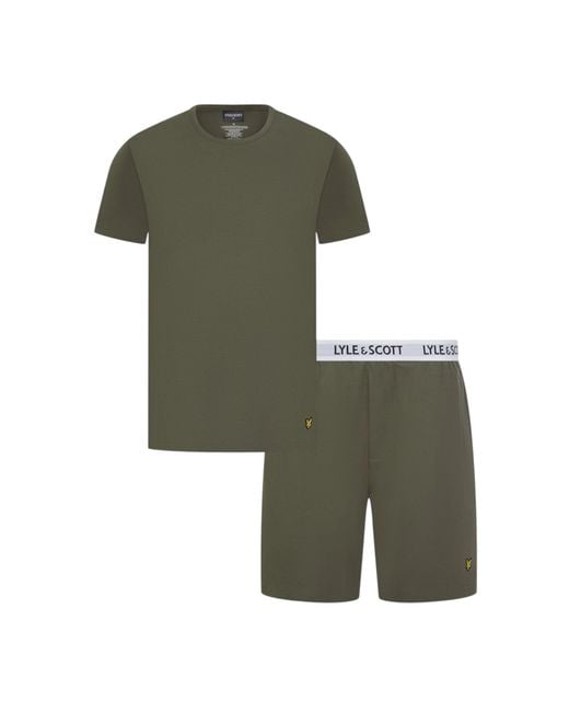 Lyle & Scott Blue And Lounge Sets Shorts T-Shirt Sleepwear Half Pant Sport New Set for men