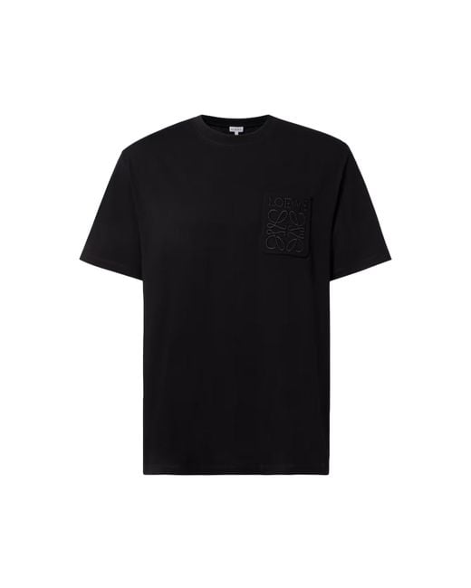 Loewe Black Pocket Anagram Tonal Logo Relaxed Fit T-Shirt for men