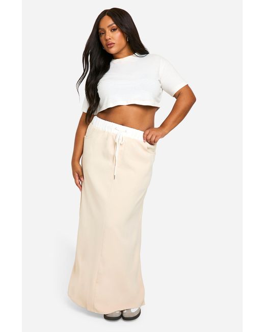 Boohoo Natural Plus Waistband Detail Maxi Skirt