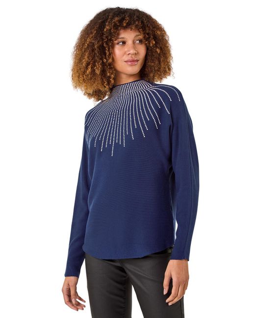Roman Blue Moonburst Embellished Detail Jumper