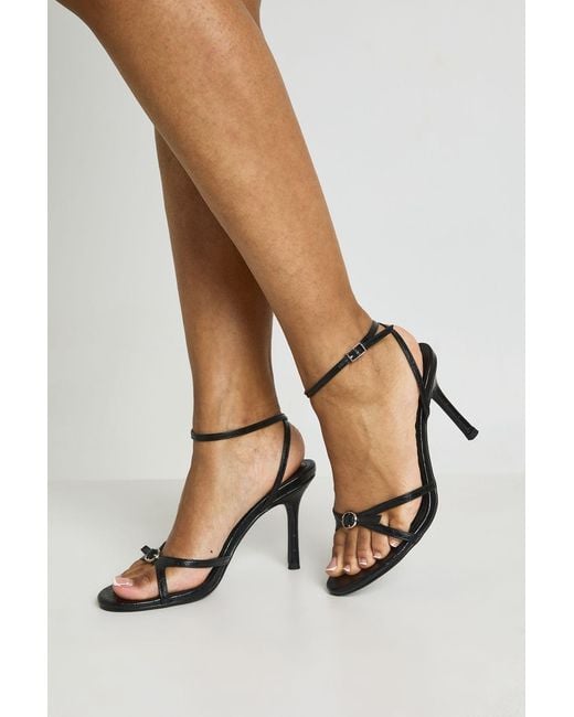 Boohoo Black Croc Buckle 2 Part Heels