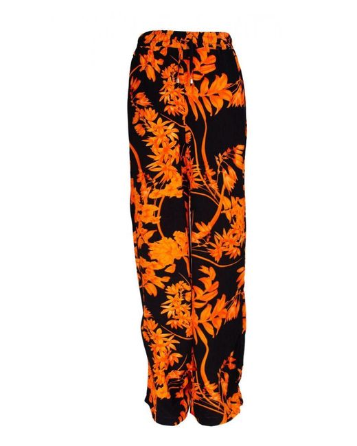 Karen Millen Orange Floral Wide Leg Trousers
