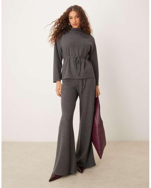 ASOS Gray Wide Leg Super Soft Leg Trousers Co Ord