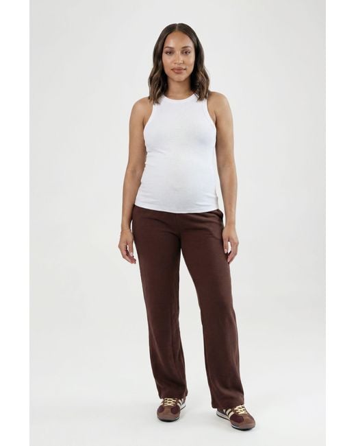 Boohoo Red Maternity Basic Rib Wide Leg Trouser