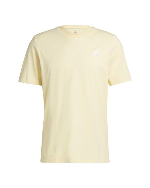 Adidas Yellow Essentials Embroidered Logo Tee for men