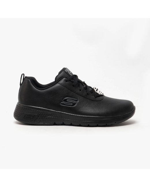 Skechers Black Marsing Gmina Sr Ladies Occupational Trainers Leather