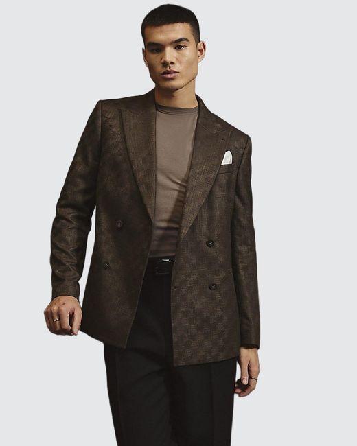 River Island Black Blazer Jacket Checkerboard for men