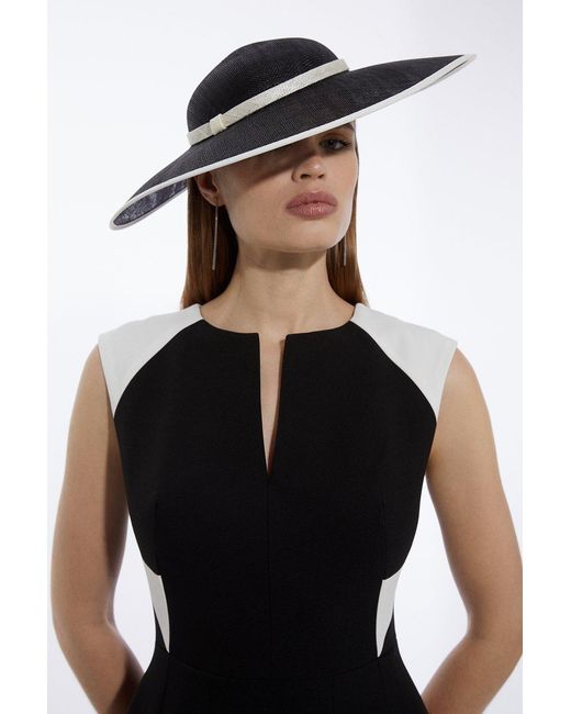 Karen Millen Black Grosgrain Trim Large Disc Fascinator
