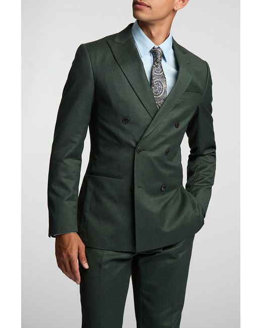 Alexandre Silver Label Green Of England Tailored Fit Flannel Suit Jacket for men