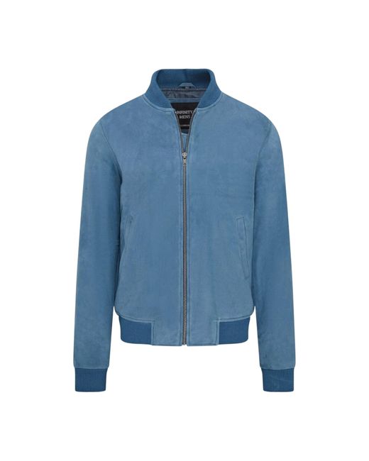Infinity Leather Blue Goat Suede Ma-1 Bomber Jacket-Antalya for men