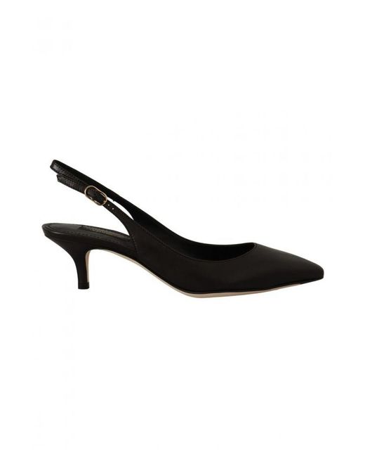 Dolce & Gabbana Black Leather Slingbacks Heels Pumps Shoes