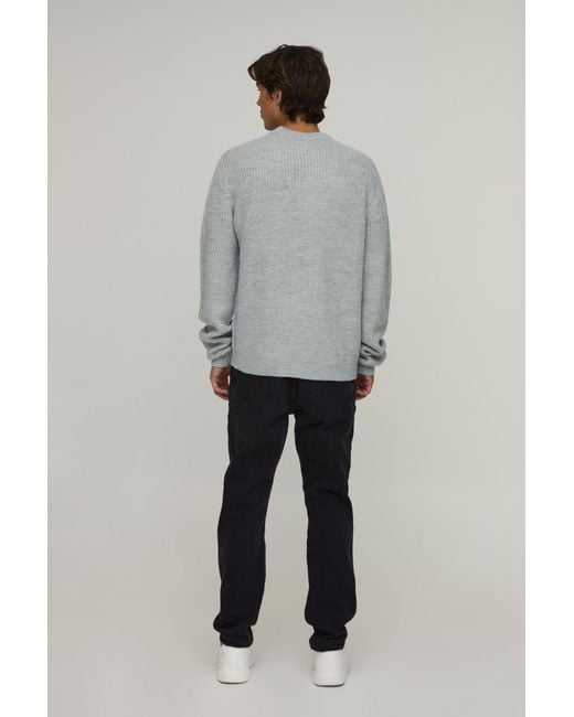BoohooMAN Gray Regular Fit Ribbed Knitted Jumper for men