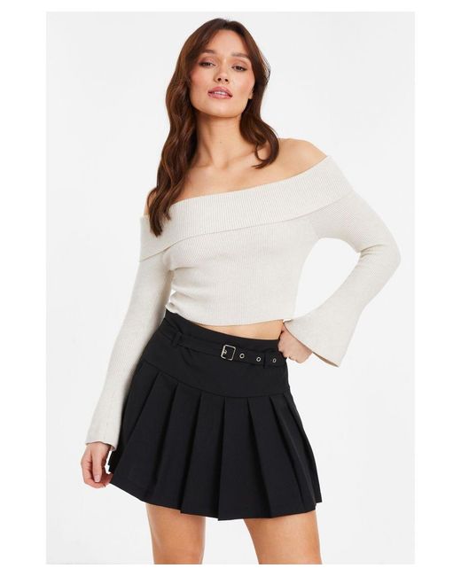 Quiz Black Pleated Mini Skirt