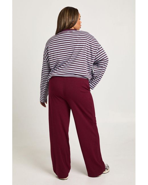 Boohoo Red Plus Rib Pleated Balloon Joggers