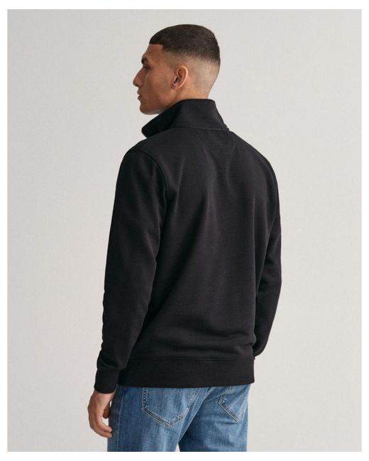 Gant Black Regular Fit Shield Logo Half Zip Sweatshirt Size: L for men