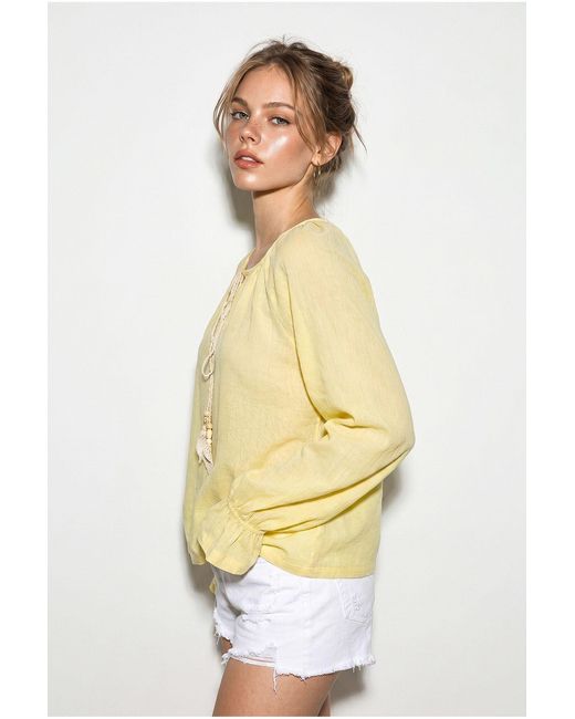 Bianco Lucci Yellow Elastane Blouse