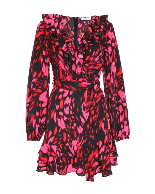 Quiz Red Print Wrap Skater Dress