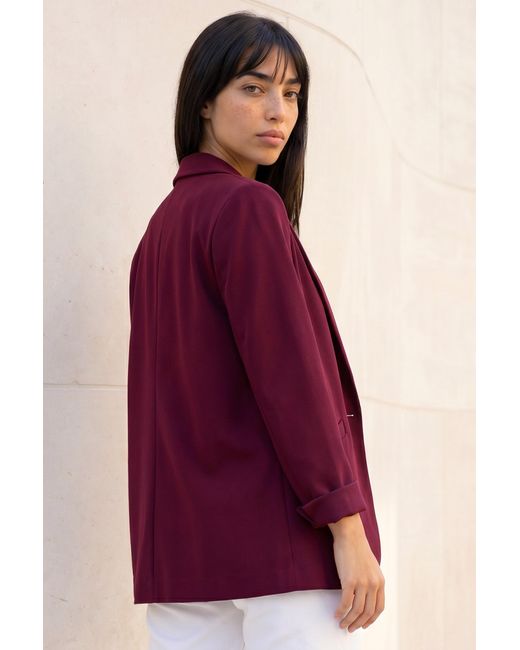 Roman Red Petite Revere Collar Stretch Blazer