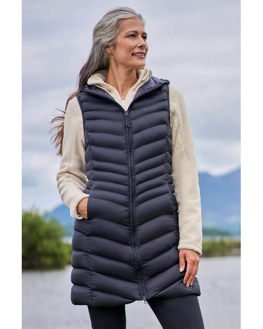 Mountain Warehouse Blue 'Florence' Long Padded Gilet Water Resistant Jacket Polyamide